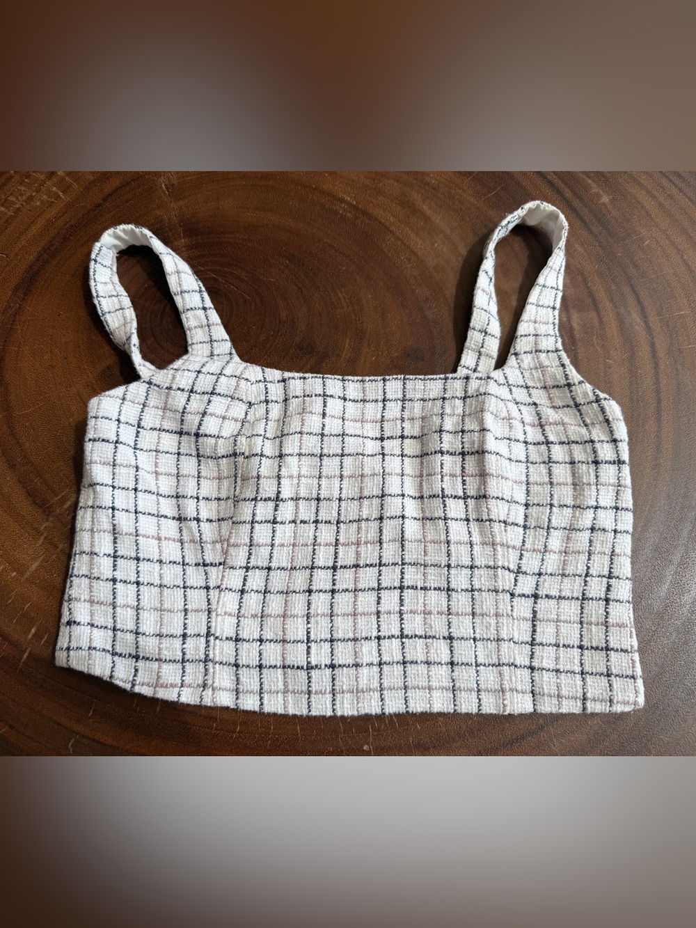 Abercrombie & Fitch Tweed Knit Plaid Crop Top - Size Small